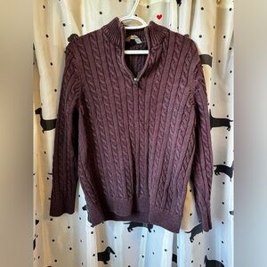 Denver Hayes Burgundy Cable Knit Sweater